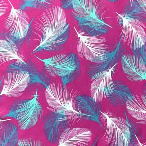 Foulard en soie femme - PLUMES Fuchsia