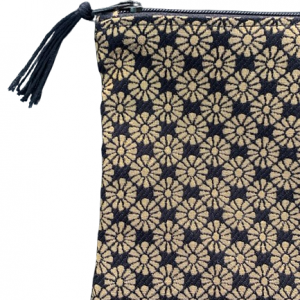 Pochette en Coton Fleurs Noires